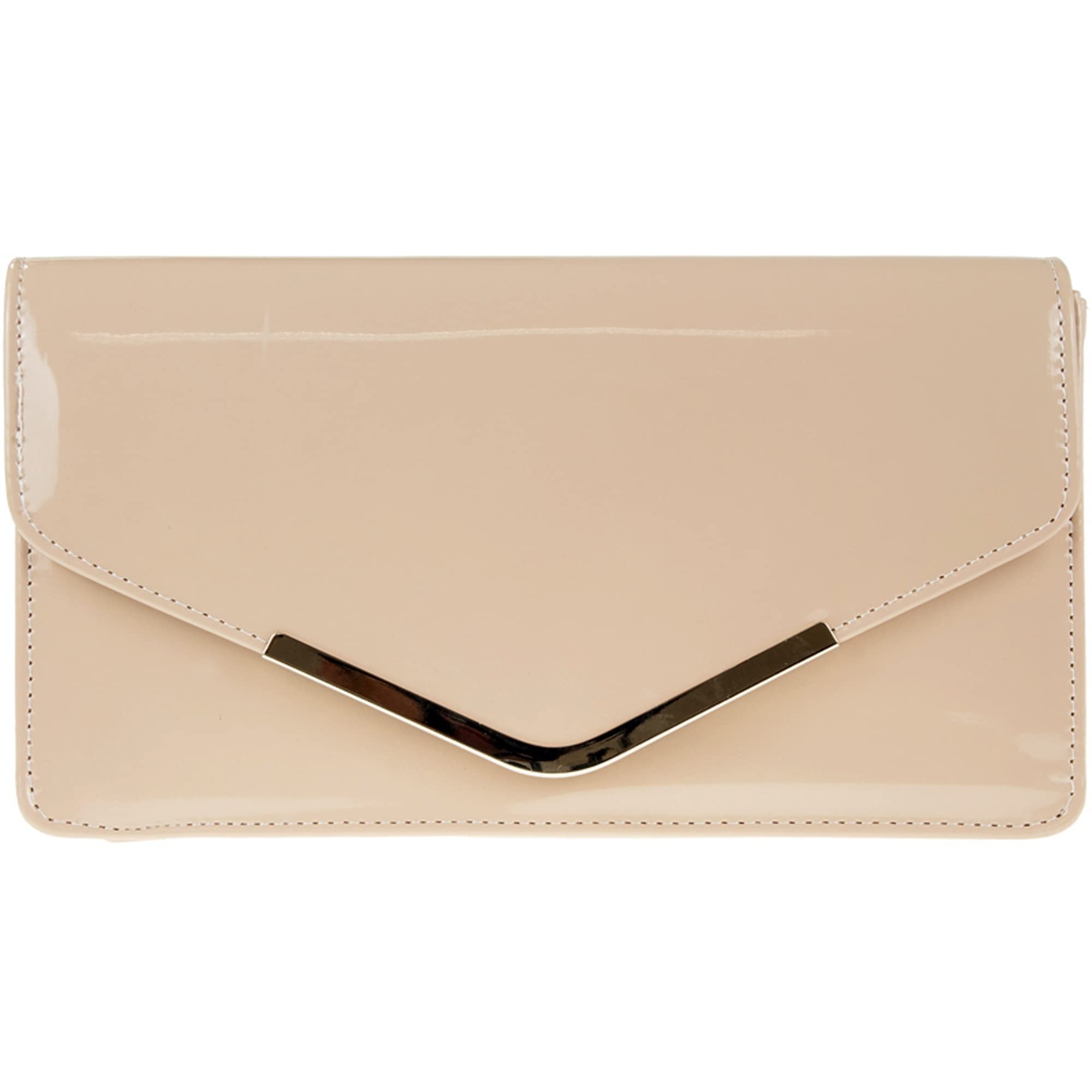 fi9® Patent Leather Bridal Wedding Evening Handbag Party Purse Clutch Shoulder Hand Bag (Nude)