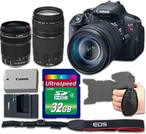 Canon T5i Camera Bundle with Canon EF-S 18-135mm f/3.5-5.6 IS STM Lens + Canon EF 75-300mm f/4-5.6 III Lens + 32gb Memory SD Card + Grip Strap - International Version (No Warranty) Canon T5i Camera Bundle with Canon EF-S 18-135mm f/3.5-5.6 IS STM Lens + Canon EF 75-300mm f/4-5.6 III Lens + 32gb Memory SD Card + Grip Strap - International Version (No Warranty)