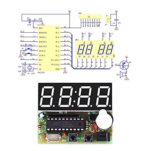 MiOYOOW 4Digit Digital Clock Kits with PCB, DIY Alarm Clock Soldering