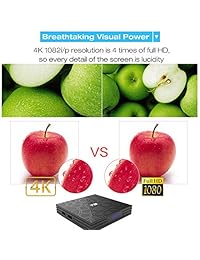 Easytone   2018 Android TV Box, 2 GB de RAM, 16 GB ROM Amlogic Quad Core Procesador de 64 bits 3d 4 K Bluetooth Android cajas con Mini teclado