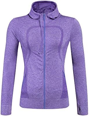 Royal Journey Women Running Yoga Slim Workout Sweatshirt Full Zip Jacket Coat (US XS(Asia S), Purple)
