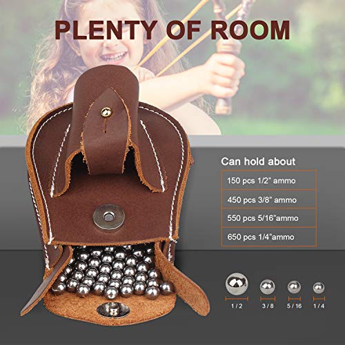 Kosibate Slingshot Ammo Pouch, Catapult Leather Hunting Holder for 3/8