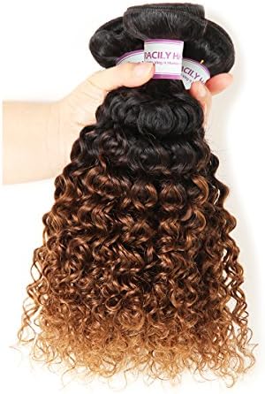 Racily Hair 8A Brazilian Kinky Curly Ombre Hair Extensions 3 Pcs 2 Tone 1B 30# Ombre Brazilian Curly Virgin Hair (14"16"18")