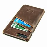 iPhone 7 Plus Card Case by Dockem- Minimalist Vintage Synthetic Leather Wallet Case, Ultra Slim Professional Executive Snap On Cover with 2 Card Holder Slots, Brown