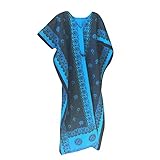 Womens Kaftan Housedress Cotton Blue Caftan Printed Cover Up Bohemian Dresses