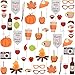 52 Pieces Happy Fall Yall Photo Booth Props Kit Thanksgiving Day Harvest Festival Pumpkin Party DIY Costumes Props with Wooden Sticks for Party Decorations primary