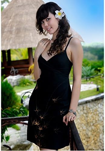 1 World Sarongs Womens Short Summer Dress with Bamboo Design - Medium