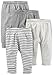 Simple Joys by Carter's Baby 4-Pack Neutral Pant, Black Mini Stripe/Grey/Light Grey/White Stripe, 18 Months