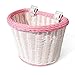 Colorbasket 02201 Front Handle Bar Junior Bike Basket, All-Weather, Water Resistant, Adjustable Leather Straps, White with Pink Trim