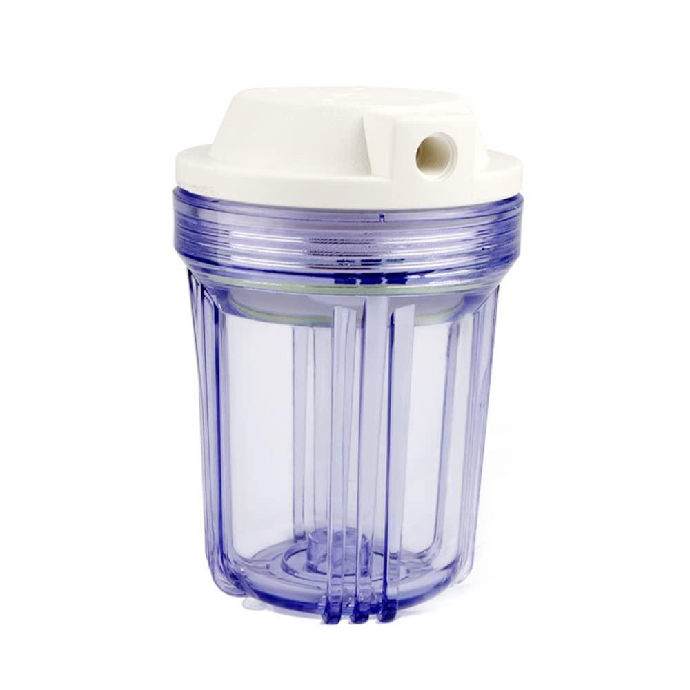 CENPEK 5 Inch Clear Housing with White Rib Cap For RO Filtration Systems-11.5mm Ports