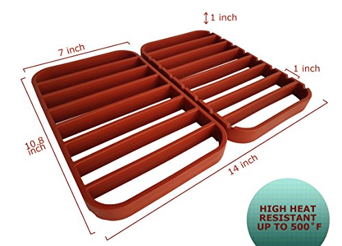 Stan Boutique 10.8" x 7" Nonstick Roasting Rack for Oven, Fits Quarter Sheet Size Baking Pan - Red Silicone