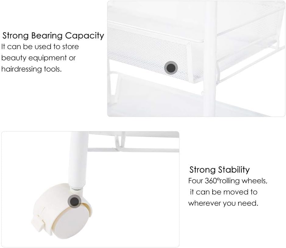 Carritos de Almacenamiento Auxiliar con Ruedas y Bandejas de Malla