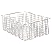 mDesign Farmhouse Decor Metal Wire Food Organizer Storage Bin Baskets with Handles for Kitchen Cabinets, Pantry, Bathroom, Laundry Room, Closets, Garage - Satin