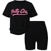 LKALPSQ Little Girls Summer Clothes Set Teen Girls 2-Piece Outfit Casual T-Shirt + Shorts Size 8-15 Years
