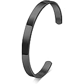 MEALGUET Stainless Steel Mens Cuff Bracelet : Minimal Cool Silver/Black/Gold Plated Open Metal Cuff Bangle Bracelets for Men,Mens Bracelet Jewelry Gift