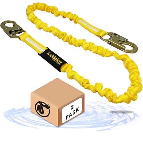 KwikSafety (Charlotte, NC) RATTLER 2 PACK (Internal Shock Absorber) Single Leg 6ft Safety Lanyard OSHA ANSI Fall Arrest Protection Equipment Snap Hooks Construction Arborist Roofing