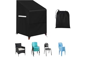VIADOM Stackable Patio Chair Cover Outdoor Chair Cover Waterproof, Outdoor Lawn Patio Furniture Covers Stacked Chairs, Lounge Chair Covers Stack Chairs Fits for 4-6 Stacking Dining Chairs - 33"Lx27"Dx48"H