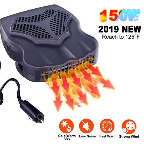 Portable Car Heater Fan Cooler, Vehicle Defrost Defogger Automobile, Thermostat 30s Fast Heating and Cooling, 12 V 2 in 1 Windshield Defrost (BLACK)