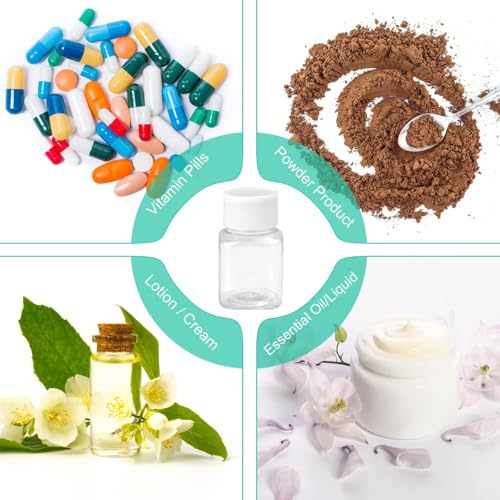 50 Pcs 30ml Clear Plastic Square Bottles with Screw Caps, Refillable Travel Bottles with Inner Gaskets, Small Leak-Resistant Empty Containers with Writable Labels for Toner, Lotion, Shampoo, Crafts