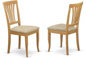 East West Furniture AVC-OAK-C Avon Kitchen Dining Chairs - Linen Fabric Upholstered Solid Wood Chairs, Set of 2, Oak