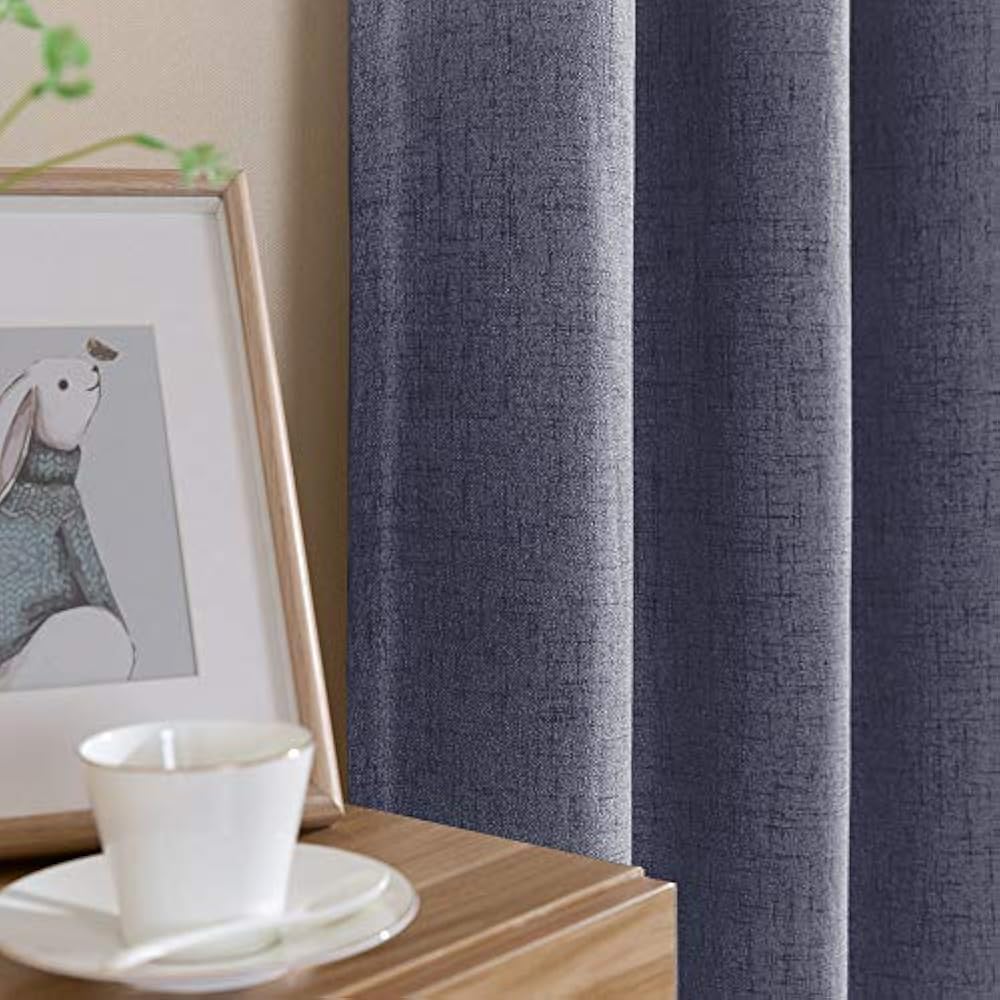 Linen Blackout Curtains 84 Inches Long Textured Drapes Room Darkening