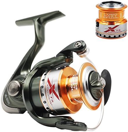 CastPlay Kingdom Spinning Reel with Free Spare Metal Spool Smooth 5.2:1 Gear Ratio 9+1BB Left/right Interchangeable Collapsible Handle Powerful Fishing Reel（XL-2000）
