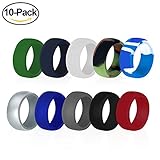 Fynix Silicone Wedding Ring for Men, 10 Pack Affordable Silicone Rubber Wedding Bands Durable Comfortable Antibacterial Rings, Black White Blue Silver Gray