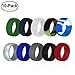 Fynix Silicone Wedding Ring for Men, 10 Pack Affordable Silicone Rubber Wedding Bands Durable Comfortable Antibacterial Rings, Black White Blue Silver Gray