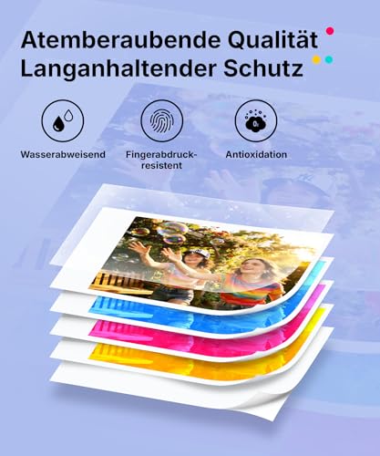 Liene Pearl N200 Pro Portable Mini Photo Printer with Dye Sublimation - Includes 50 Self-Adhesive Photos (2x3") & 5 Ribbons Bluetooth 300dpi Instant Print Printer for iPhone & Android Battery - Purple