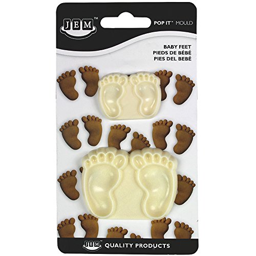 JEM Cutters 1102EP002 Pop It-Baby Feet Decorative Cupcake Topper, White