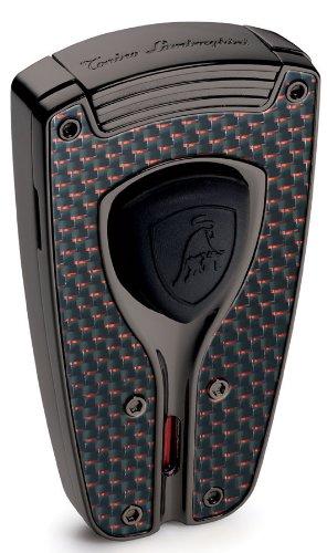 Tonino Lamborghini Forza Black and Red Carbon Fiber Torch Flame Cigar Lighter