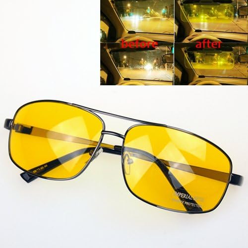 Night Vision Sunglasses,OWEISSE™ Aviator Driver HD High Definition Night Driving Vision Sunglasses Yellow Lens