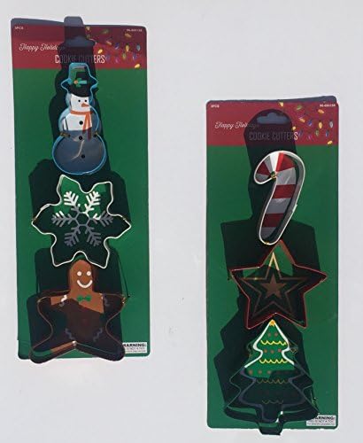 Winter Christmas Cookie Cutter Set - 6 Piece - Snowman, Snowflake, Gingerbread Boy, Star, Candy Cane and Christmas Tree (approx 3.5- 4 inch) Metal