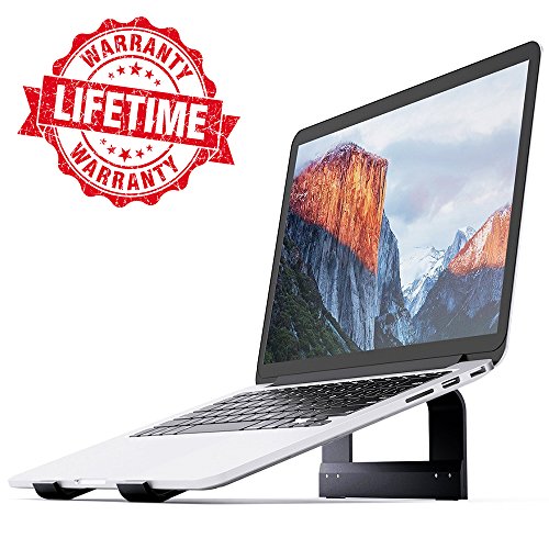 Laptop Stand iQunix Aluminum Ventilated Stand Update Version – Ergonomic Riser Portable Holder for MacBook Pro, All Notebooks, Black