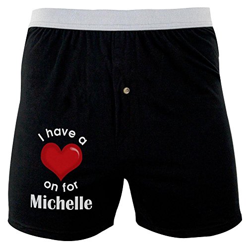 I Have a Heart On for Michelle Soft Knit Boxer Black X-LG