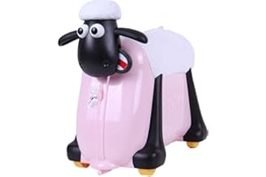 SAIPOTOYS Shaun the Sheep Ride-On Suitcase Kids Travel Luggage with Wheels Hard Shell Case for Toddler Children Carry on
