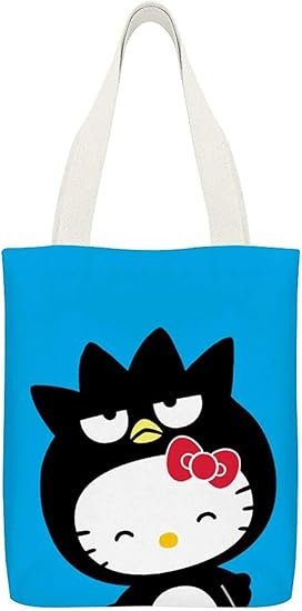 Amazon バッドばつ丸 ハローキティ トートバッグ キャンバス トートバッグ エコバッグ 買い物バッグ ショルダーバッグ 大容量a4 軽い ファスナー アニメ キャラクター グッズ 通勤 通学 レディース メンズ Layens トートバッグ