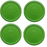 Pyrex 7 Cup Round Storage Cover #7201-PC for Glass Bowls (4 Lids, Green)