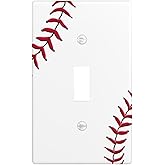 Baseball Single Toggle Light Switch Cover Plate | Fits standard 2-gang toggle and rocker switches, Durable polycarbonate thermoplastic with fade-resistant printed finish