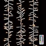 Christmas Cluster Lights 20 Foot Garland with 600 Warm White Lights on Clear Wire with Remote Control - Raz Exclusive