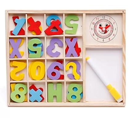 PLAY CUBE Wooden Computation Study Box with Clock and Abacus for Children Ages 3+ Years