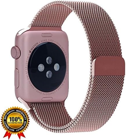Smart Milanese Loop Replacement Band for Apple Watch 38mm &amp; 42mm, Stainless Mesh Band With Strong Magnetic Clasp for Series 3,2,1 Nike+ Sport Edition replacement for iApple Watch (Rose Gold, 42mm)