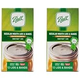 Ball Regular Mouth Lids with Bands,12 Lids with Bands per Pack (2-Pack)