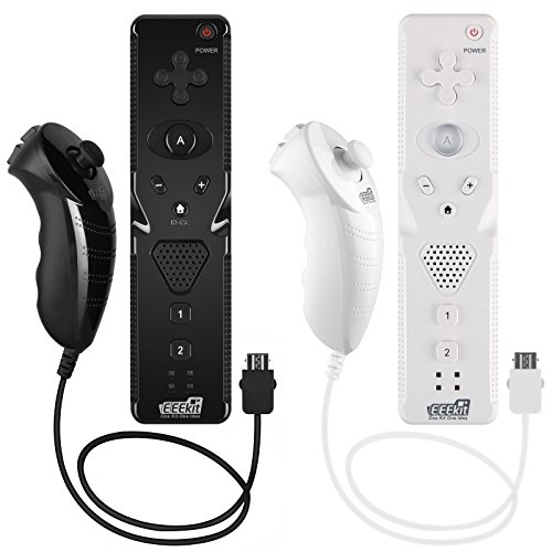 EEEKit 2-pack Remote and Nunchuk Controller Combo Set with Strap for Nintendo Wii/Wii U/Wii mini (Black+White) EEEKit 2-pack Remote and Nunchuk Controller Combo Set with Strap for Nintendo Wii/Wii U/Wii mini (Black+White)