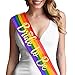 Rainbow Bride Gay Wedding Sash - Premium Bridal Grade Satin Metallic Gold Diamond Bride to Be Sash LGBTIQA+ Pride Lesbian Sash(DiaB2B Gld) RBW