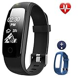 Lintelek Fitness Tracker, 107Plus Heart Rate Monitor Activity Tracker, Stopwatch, Relax，14 Sports Modes，IP67 Waterproof Pedometer Wristband for Kids, Women, Men, Black + Replacement Band
