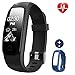 Lintelek Fitness Tracker, 107Plus Heart Rate Monitor Activity Tracker, Stopwatch, Relax，14 Sports Modes，IP67 Waterproof Pedometer Wristband for Kids, Women, Men, Black + Replacement Band