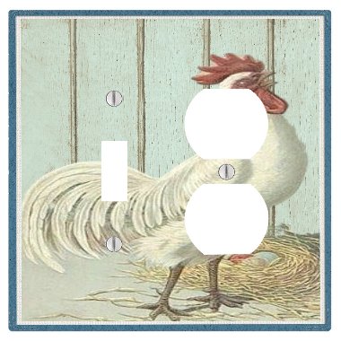This Mugs 4U Rooster 2 Gang, 1 Toggle, 1 Electrical Outlet Wall Plate (4.75 x 4.69in)