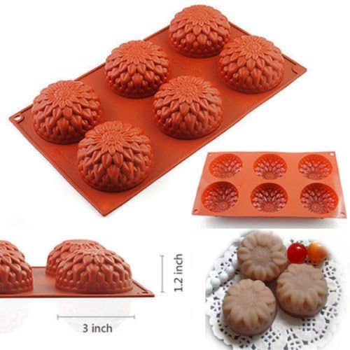 2win2buy 6-Cavity Sunflower Silicone Mold Chocolate Cupcake Pudding Cookie Baking Pan