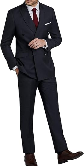 Amazon Co Jp スーツ メンズ ネイビー ダブルスーツ ビジネス 3点セット 大きいサイズ 礼服 メンズ 結婚式 オールシーズン 服 ファッション小物